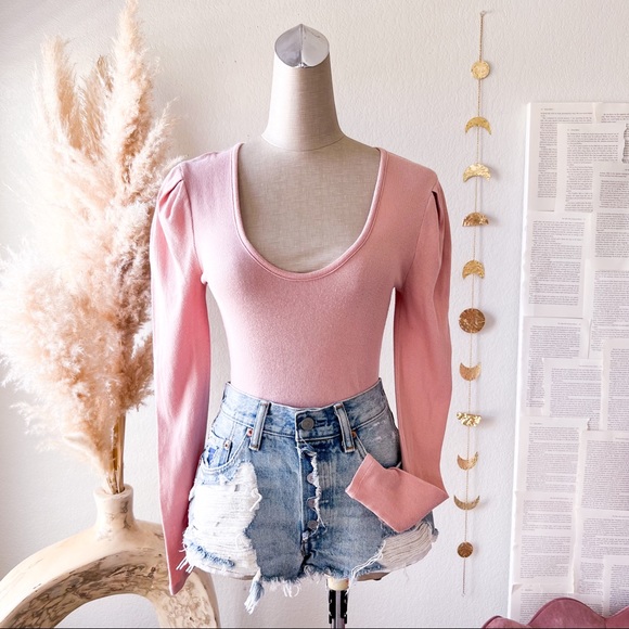 Free People Tops - FREE PEOPLE INTIMATELY Hey Lady Long Sleeve Ribbed Top in Soft Pink
